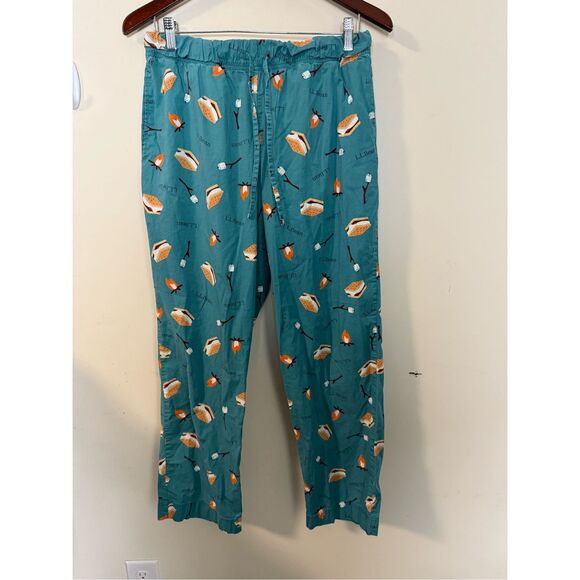 LL Bean Campfire S’mores Teal Women’s Size Small Pajama Sleep Pants Drawstring C - Picture 1 of 6